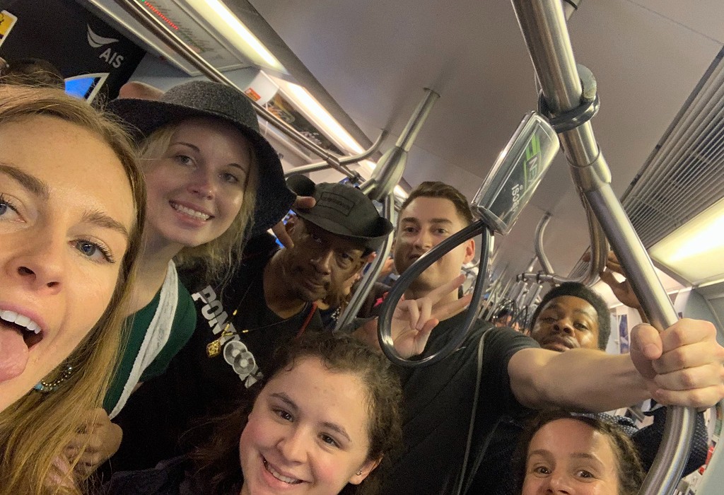 Young people on Bangkok skytrain