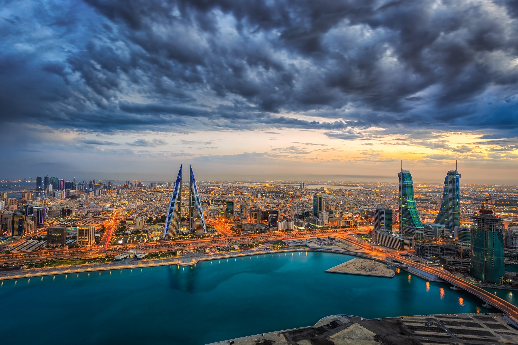 Aerial view of Manama, Bahrain